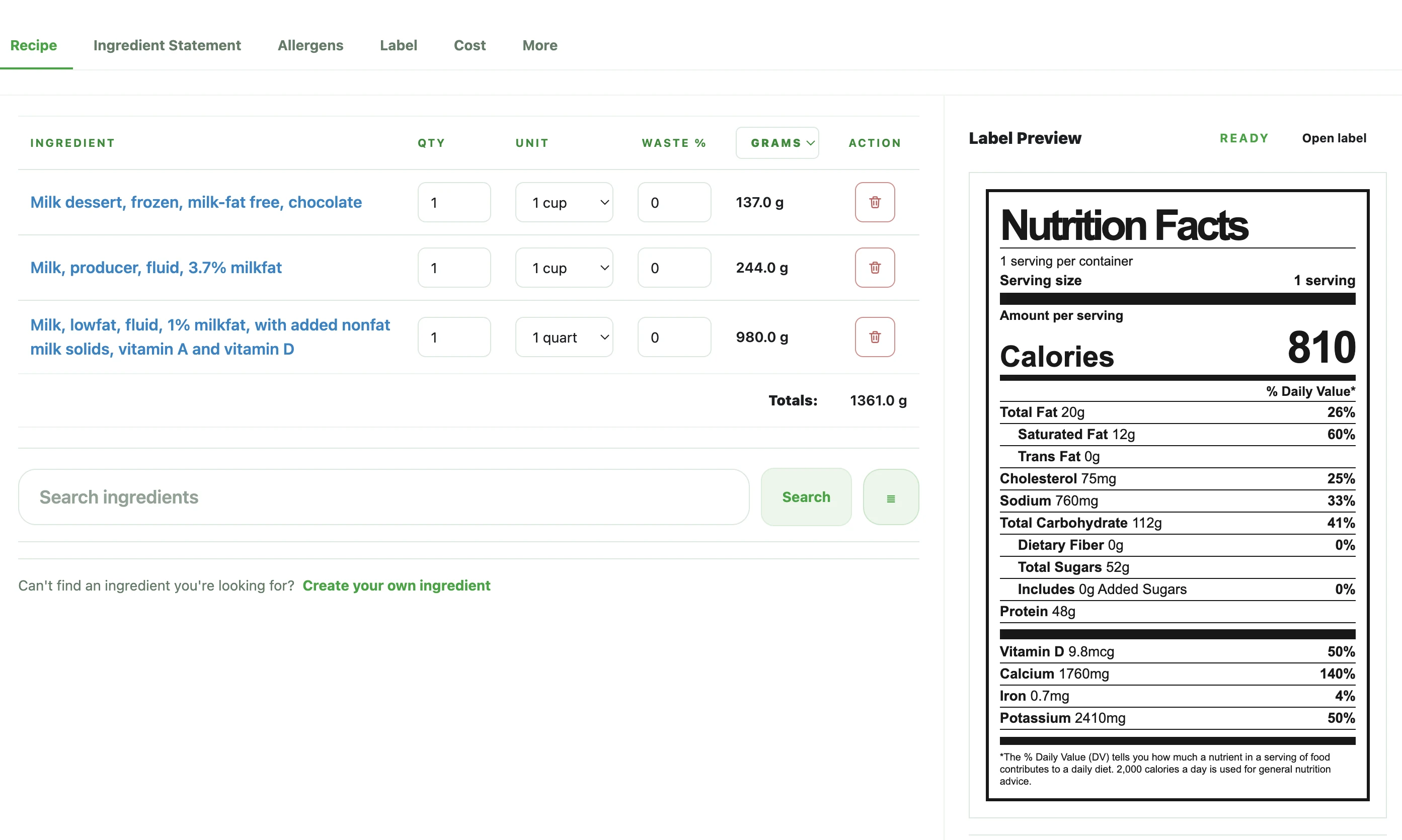 Workspace hero overview describing the recipe-to-label workspace.